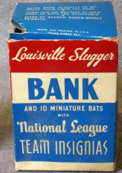 60's LOUISVILLE SLUGGER NATIONAL LEAGUE BAT RACK BANK