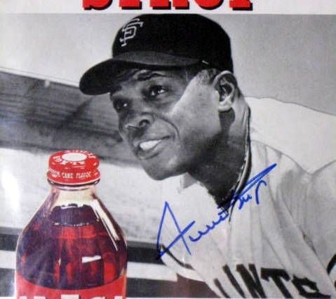 WILLIE MAYS SIGNED ADVERTISING POSTER w/JSA COA