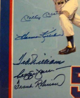 500 HOME RUN SIGNED POSTER w/MANTLE & WILLIAMS- JSA LOA