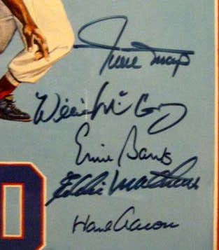 500 HOME RUN SIGNED POSTER w/MANTLE & WILLIAMS- JSA LOA