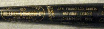 1962 SAN FRANCISCO GIANTS NATIONAL LEAGUE CHAMPIONS BLACK BAT