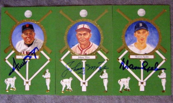 90's COMPLETE SET OF 10 PEREZ STEELE SIGNED ROSE SERIES CARDS w/MANTLE & WILLIAMS-JSA