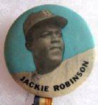 50s JACKIE ROBINSON PIN - BLUE BACK - w/ATTACHMENTS
