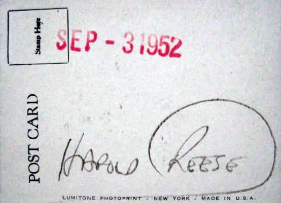1952 PEE WEE REESE POST CARD / BROOKLYN DODGER SCHEDULE