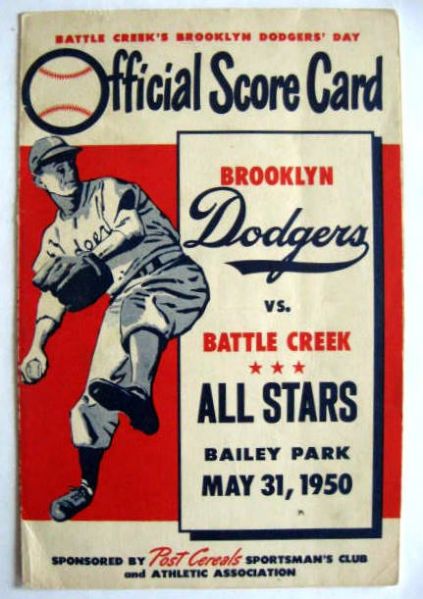 1950 BROOKLYN DODGERS VS BATTLE CREEK ALL-STARS PROGRAM