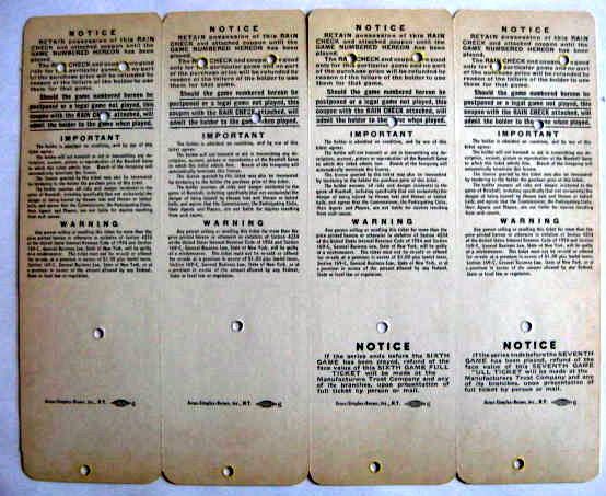1956 WORLD SERIES - BROOKLYN DODGERS - UNCUT PROOF TICKET SHEET