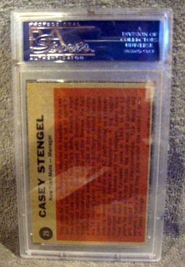 1962 TOPPS SIGNED CASEY STENGEL CARD -PSA/DNA  AUTHENTICATED