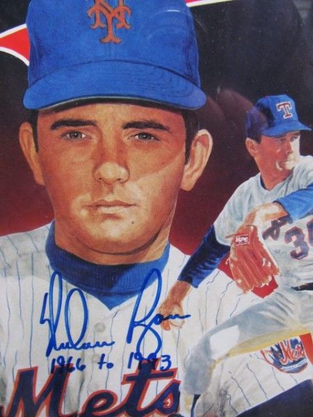 NOLAN RYAN SIGNED (2X) LEGENDS MAGAZINE COVERS WITH LAST GAME PITCHED TICKET w/JSA COA