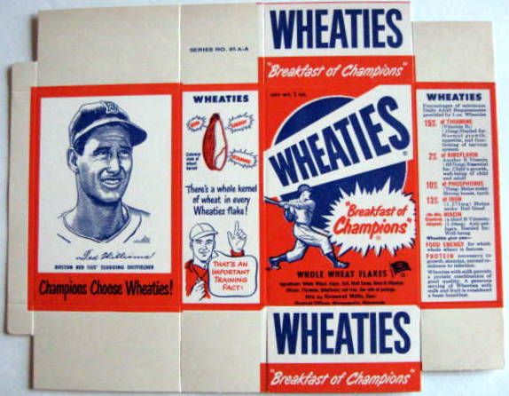 1951 WHEATIES COMPLETE BOX w/WILLIAMS CARD