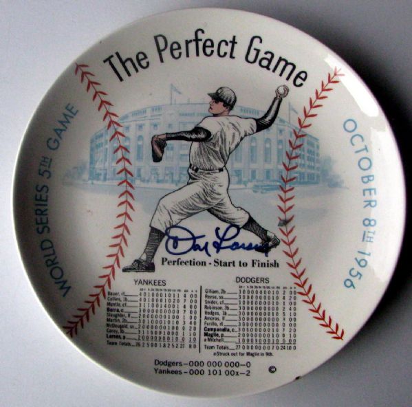1956 DON LARSEN SIGNED  PERFECT GAME PLATE w/SGC COA