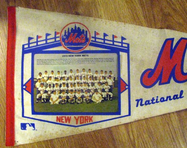 1973 NEW YORK METS NATIONAL LEAGUE CHAMPIONS PHOTO PENNANT