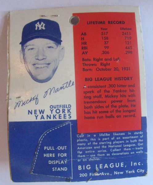 1956 MICKEY MANTLE BIG LEAGUE STARS STATUE w/CARD