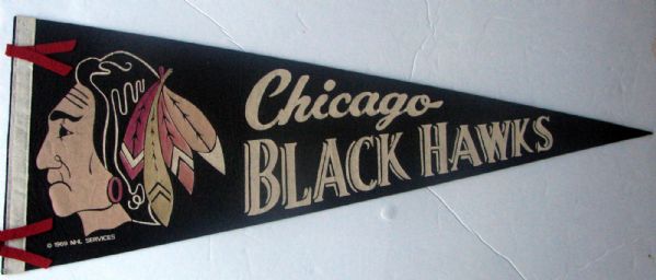 VINTAGE 1969 CHICAGO BLACK HAWKS PENNANT