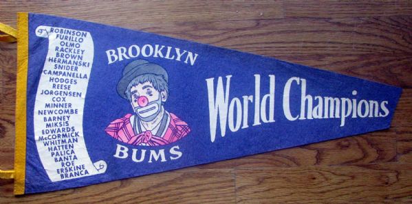 1949 BROOKLYN DODGERS PHANTOM WORLD CHAMPIONS PENNANT