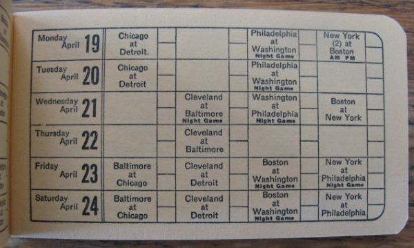 1954 AMERICAN LEAGUE BASEBALL SCHEDULE BOOKLET - BOSTON RED SOX ISSUE