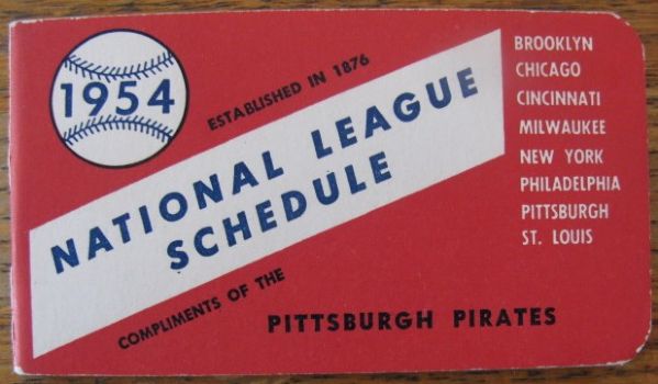 1954 NATIONAL LEAGUE SCHEDULE BOOKLET - PITTSBURGH PIRATES ISSUE