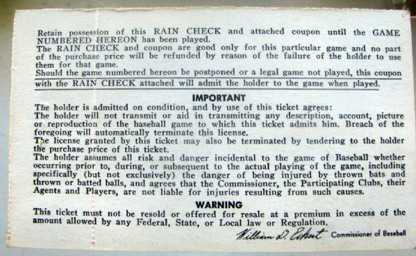 1967 WORLD SERIES TICKET - GAME 3- CARDINALS VS RED SOX