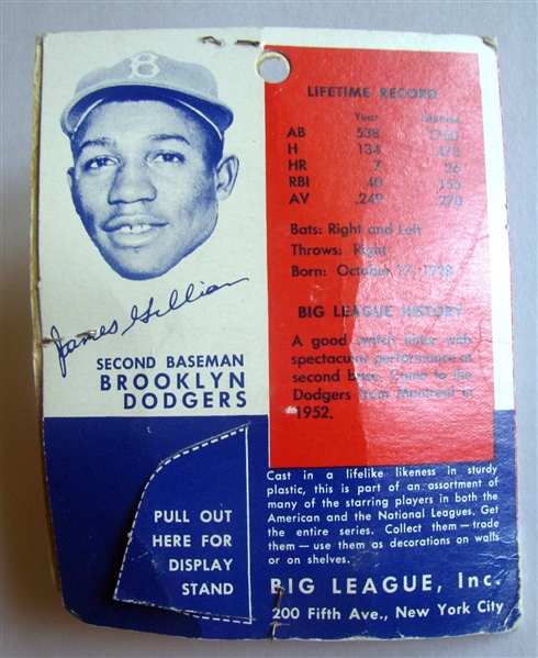 1956 JUNIOR GILLIAM BROOKLYN DODGERS BIG LEAGUE STATUE ON CARD