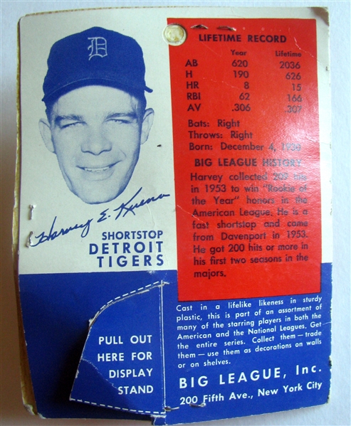 1956 HARVEY KUENN DETROIT TIGERS BIG LEAGUE STARS STATUE ON CARD