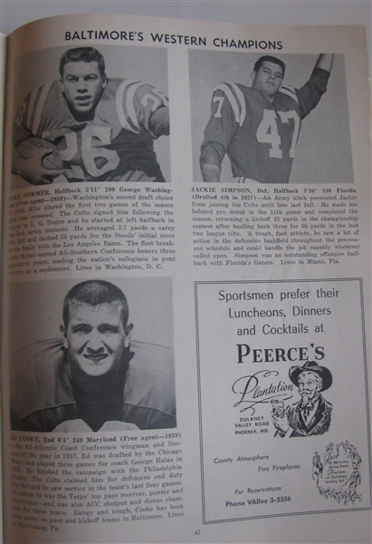 1959 NFL CHAMPIONSHIP GAME PROGRAM - COLTS VS GIANTS
