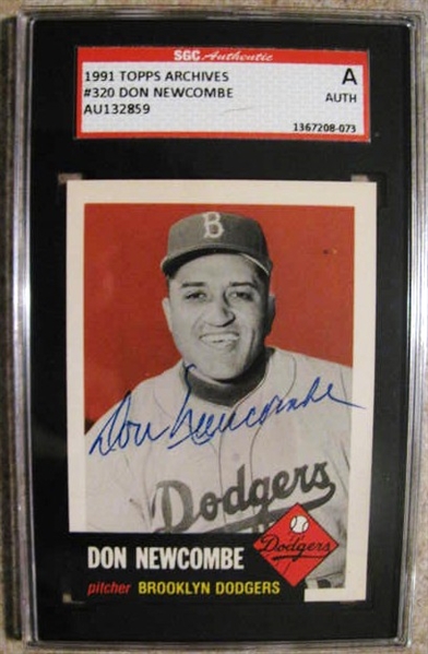 DON NEWCOMBE SIGNED BASEBALL CARD - SGC SLABBED & AUTHENTICATED