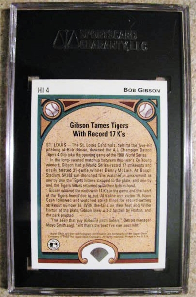 BOB GIBSON HOF 81 SIGNED BASEBALL CARD - SGC SLABBED & AUTHENTICATED