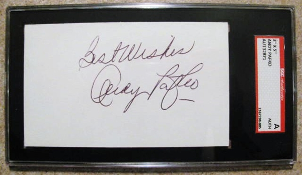 ANDY PAFKO SIGNED 3X5 INDEX CARD - SGC SLABBED & AUTHENTICATED