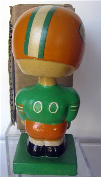 60's GREEN BAY PACKERS SQUARE NFL EMBOSSED BOBBING HEAD w/BOX