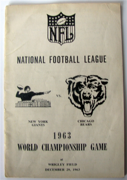 1963 NFL CHAMPIONSHIP GAME MEDIA GUIDE - BEARS VS GIANTS