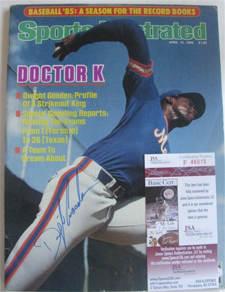 1985 SPORTS ILLUSTRATED SIGNED BY DOC GOODEN w/JSA COA