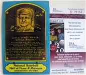 LLOYD WANER "PITTSBURGH PIRATES" SIGNED HOF POST CARD w/JSA COA