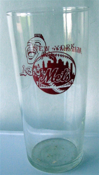60's MILWAUKEE BRAVES / NEW YORK METS LOGO GLASS