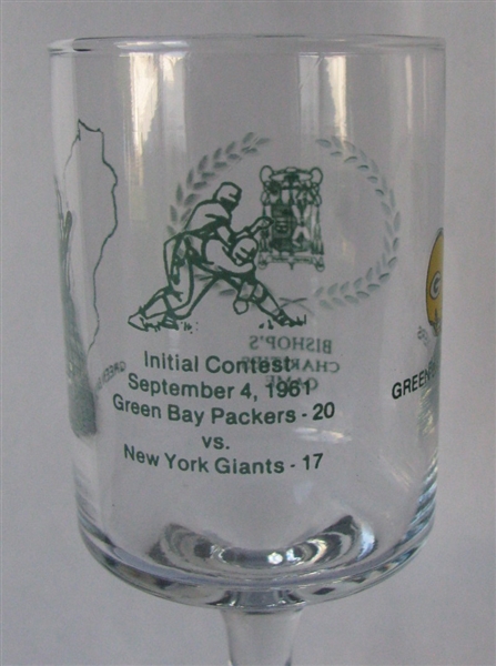 VINTAGE GREEN BAY PACKERS BISHOP'S CHARITIES GAME GLASS