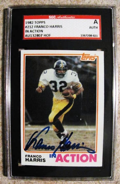 FRANCO HARRIS SIGNED 1982 TOPPS FOOTBALL CARD - SGC SLABBED & AUTHENTICATED