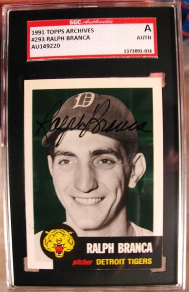 RALPH BRANCA SIGNED BASEBALL CARD - SGC SLABBED & AUTHENTICATED