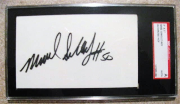 MIKE SINGLETARY SIGNED 3X5 INDEX CARD - SGC SLABBED & AUTHENTICATED