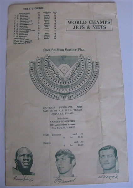 1969 NEW YORK JETS / OAKLAND RAIDERS PROGRAM - UNUSUAL - NAMATH COVER