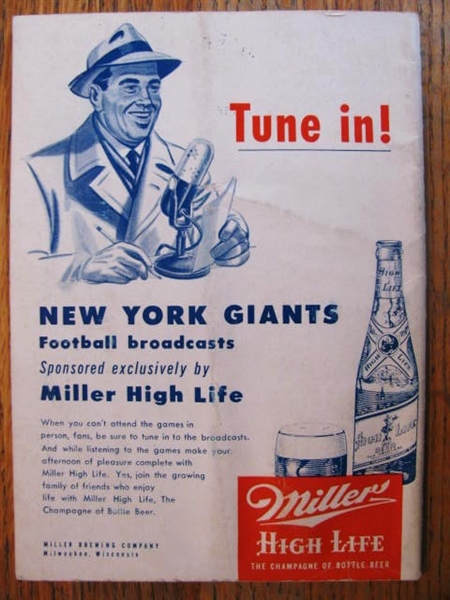 1951 NEW YORK GIANTS FOOTBALL PRESS RADIO/TV MEDIA GUIDE 