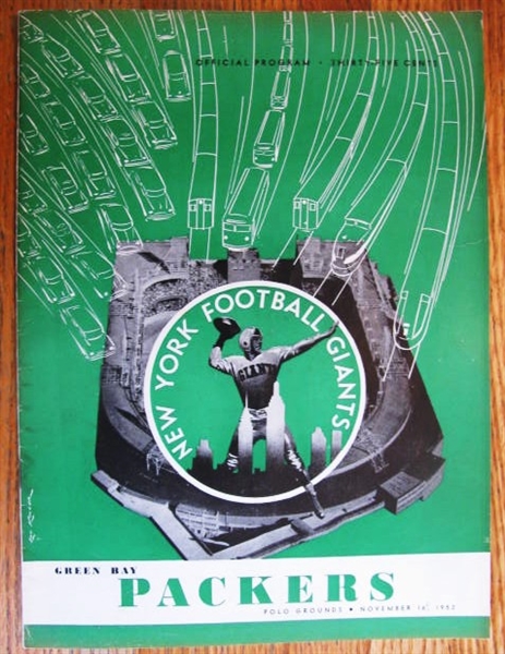 1952 NY GIANTS VS GREEN BAY PACKERS FOOTBALL PROGRAM - POLO GROUNDS