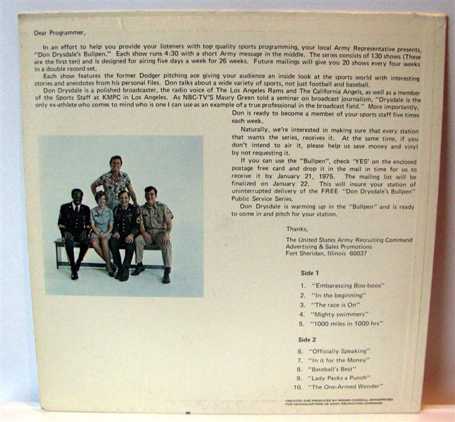 1975 DON DRYSDALE's BULLPEN RECORD ALBUM