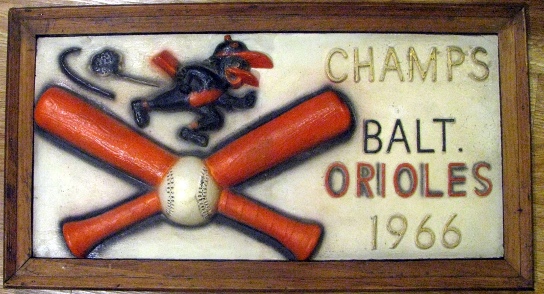 1966 BALTIMORE ORIOLES WORLD CHAMPS LARGE WALL PLAQUE