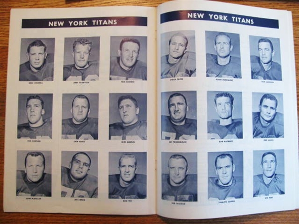 1960 PATRIOTS vs NY TITANS 1st YEAR AFL FOOTBALL PROGRAM