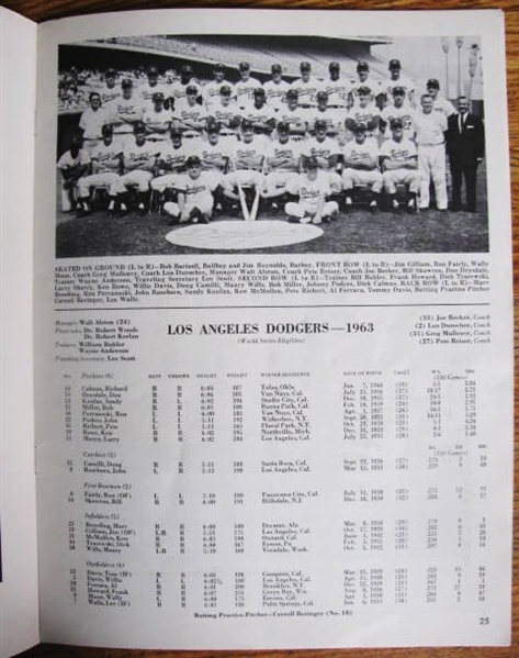 1963 WORLD SERIES PROGRAM - NEW YORK YANKEES VS  LOS ANGELES DODGERS 