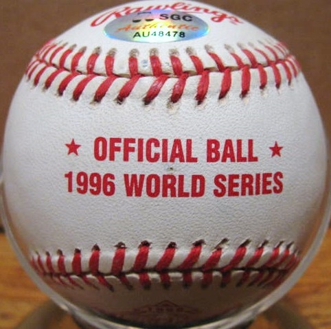 WADE BOGGS SIGNED OFFICIAL 1996 WORLD SERIES BASEBALL w/SGC COA
