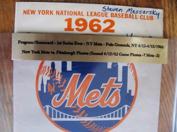 1962 NEW YORK METS PROGRAM - 1st SERIES IN NEW YORK