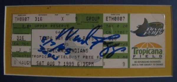 WADE BOGGS 2x SIGNED 3000 HIT LE PHOTO & TICKET w/JSA COA