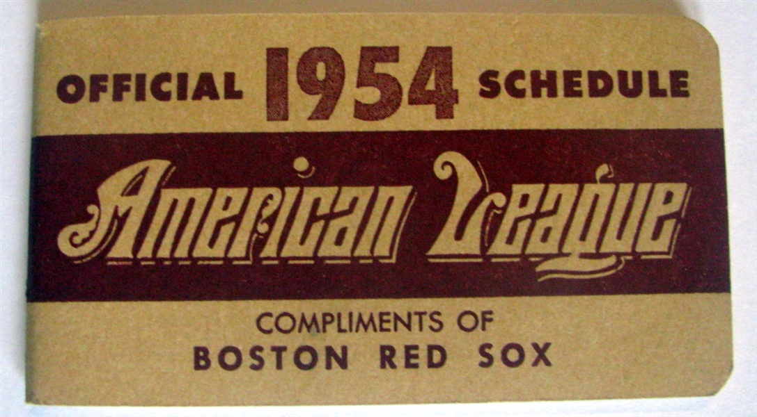 1954 BOSTON RED SOX A.L. SCHEDULE BOOKLET
