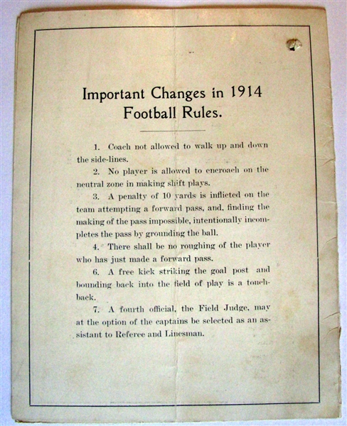 1914 PRINCETON VS HARVARD FOOTBALL PROGRAM w/RULE CHANGES