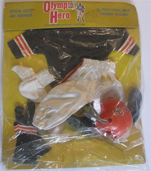 60's CLEVELAND BROWNS JOHNNY HERO OUTFIT w/CB HELMET - SEALED IN PACKAGE