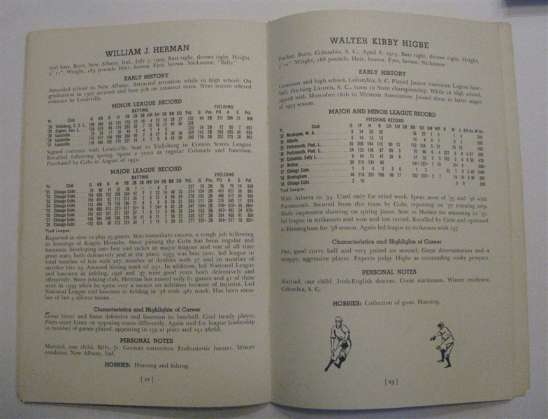1939 CHICAGO CUBS PLAYER RECORDS YEARBOOK